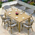 "Contemporary Aluminium Dining Table Set with Armless Chair for Courtyard - Table & Chair(s) 31.5"L x 31.5"W x 28.5"H 4"