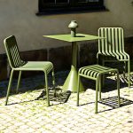 "Modern Metal Outdoor Bistro Chairs Open Back Dining Chairs in Green - 22"L x 20"W x 31"H 2 Piece Set"