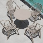 "Stylish Weatherproof Patio Dining Set with Stackable Metal Chairs - Table & Chair(s) 4 27.6"L x 27.6"W x 28.5"H"