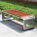 "No Distressing Modern Picnic Bench Stainless Steel Cushions Not Included Storage Not Included - Brown"
