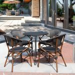 "Industrial Metal Frame Side Table Outdoor Aluminum Patio Table - Table Only Black Square"