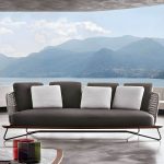"Brown Upholstered Wicker/Rattan Modern Sofa with UV and Water Resistant Cushions and Pillows - 3-Seater Sofa"