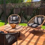 "Tropical Outdoors Dining Chair Rattan Side Chair with Cushion - 27.6"L x 29.5"W x 31.5"H Natural Finish 4 Piece Set"