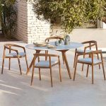 "Modern Grey Stone Circular-shaped Sun-proof Patio Dining Table, Without Chairs, 47.2"L x 47.2"W x 28.7"H"