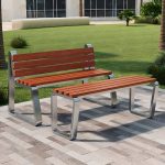 "Old School Sepia Water-resistant Lumber Patio Bench with Back, Walnut, 59"L x 23"W x 29"H"