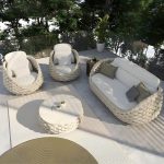 "Waterproof and Durable Modern Metal Patio Sofa with Upholstered Cushions - Gray 2-Seater Sofa"