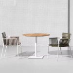 "Retro Dove Grey Stone Patio Dining Table, Without Chairs, 23.6"L x 23.6"W x 28.3"H, Round"