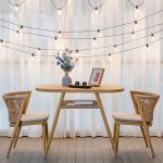"Contemporary Wood Dining Table Set with 4 Legs Chairs for Courtyard - Table & Chair(s) 41"L x 22"W x 30"H 2 Walnut"