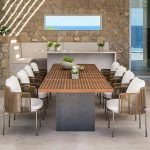 "Simplistic Waterproof Brown Wood Dining Table, Without Chairs, 118"L x 35"W x 28"H"