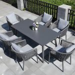 "Contemporary Aluminum Frame Patio Table Water and UV Resistant Patio Table - 70.9"L x 35.5"W x 29.1"H Rectangular Table Only"