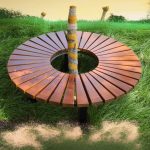 "Trendy Tree Bench with Sepia Lumber, 59"L x 59"W x 16"H"