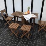 "Modern Foldable Wood Patio Dining Table in Brown without Umbrella Hole for Outdoor Enjoyment - Table Only"