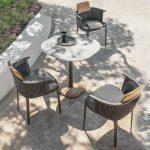 "Modern Metal Non-Swivel Arm Chair Cushions Not Included Single Patio Dining Chair - Dark Gray 0.07" Aluminium Tube"