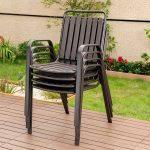 "Antique Finish Patio Chair Plastic Industrial Stacking without Cushions - 4 Piece Set"