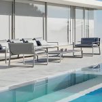 "Modern Metal Frame Upholstered Outdoor Sofa Water and UV Resistant - 71"L x 29.5"W x 28"H"