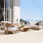 "Casual 1 Piece Uv Resistant Sofa with Brown Wood Frame, for 1, Cushion Included, 30.7"L x 30.7"W x 30.7"H"