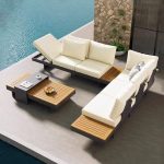 "Modern 1 Piece Mildew Resistant Metal Patio Set with Upholstered Sofa & 100% White Cotton Fill - 3-Seater Sofa"