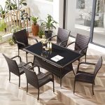 "Modern Style Dining Set Glass Top 5/7 Pieces Water Resistant Dining Set - Table & Chair(s) 4 Square Clear-Brown"