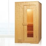 "Indoor / Outdoor Fir Wood Sauna with Tempered Glass Door and Vents Included - 47"L x 39"W x 82"H"