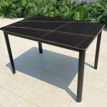 "No Distressing Non-Foldable Metal Modern Patio Dining Table in Black - Black 31.5"L x 31.5"W x 29.1"H Square Table Only"