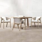 "Elegant Teak Wood Weatherproof Patio Dining Set with Modern Design - Table 70.9"L x 39.4"W x 29.5"H"