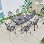 "Minimalist Iron Outdoor Arm Chair with Anti-uv Gunmetal Back, 2 Chairs, 2 Piece Set"