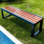 "Casual Multicolor Lumber Outdoor Bench with UV-proof, 39"L x 16"W x 18"H"