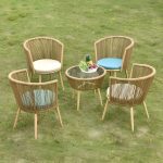 "Contemporary Patio Table Outdoor Open-air Round Bistro Table - Natural Finish Table Only"
