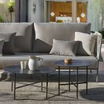 "Water Resistant Coffee Table Industrial Style Stone Round Shape Table in Grey - 39.5"L x 39.5"W x 12"H Grey Table Only"