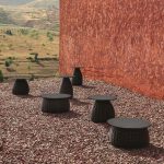"Contemporary Rounded Sun-proof Aluminum Outdoor Chat Table in Beige, Without Chairs, 20"L x 20"W x 16"H, Khaki"