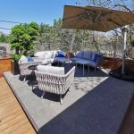 "Outdoor Sofa Seating Group with Linen Fabric Upholstery, Cerulean Pillow, and Chalk Table, 3-Piece Set(1 Chair & 1 Loveseat & 1 Coffee Table)"