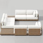 "Trendy Teak Sofa for 1 Person with Removable Cushion Cover, Pillow, UV Resistance, and Unfinished Frame, 39"L x 41"W x 28"H"