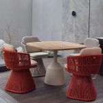 "Contemporary Aluminum Square Patio Dining Table with Natural Finish, Without Chairs"
