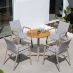 "2-Seater Patio Table with UV Resistant Contemporary Bistro Table - Table Only Natural/ White 27.6"L x 27.6"W x 29.5"H Round"