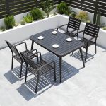"Modern Aluminium Waterproof Courtyard Table Geometric Outdoor Table - Table Only 35.4"L x 35.4"W x 28.7"H"
