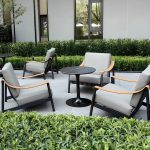 "Trendy Black Alloy 1 Piece Waterproof Sofa with Cushion for 3, 91"L x 38"W x 33"H"