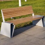 "Trendy Outdoor Bench with Curved Seat, Back, and Sepia Timber Seating, 59"L x 22"W x 31"H"