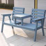 "Trendy Natural Finish Patio Bench with Straight Arm, Wood Color"