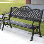"Modern Style Metal Park Bench with Legs Water Resistant for Outdoor - White 61"L x 24"W x 34"H"