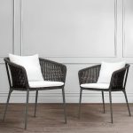 "Simple Aluminum Metal UV-proof Patio Arm Chair with Cream Cushion, 1 Chair, 23.6"L x 23.6"W x 27.6"H"