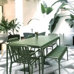 "Industrial Metal Outdoor Bistro Chairs Open Back Dining Chairs in Green - 25"L x 26"W x 31"H 6 Piece Set"