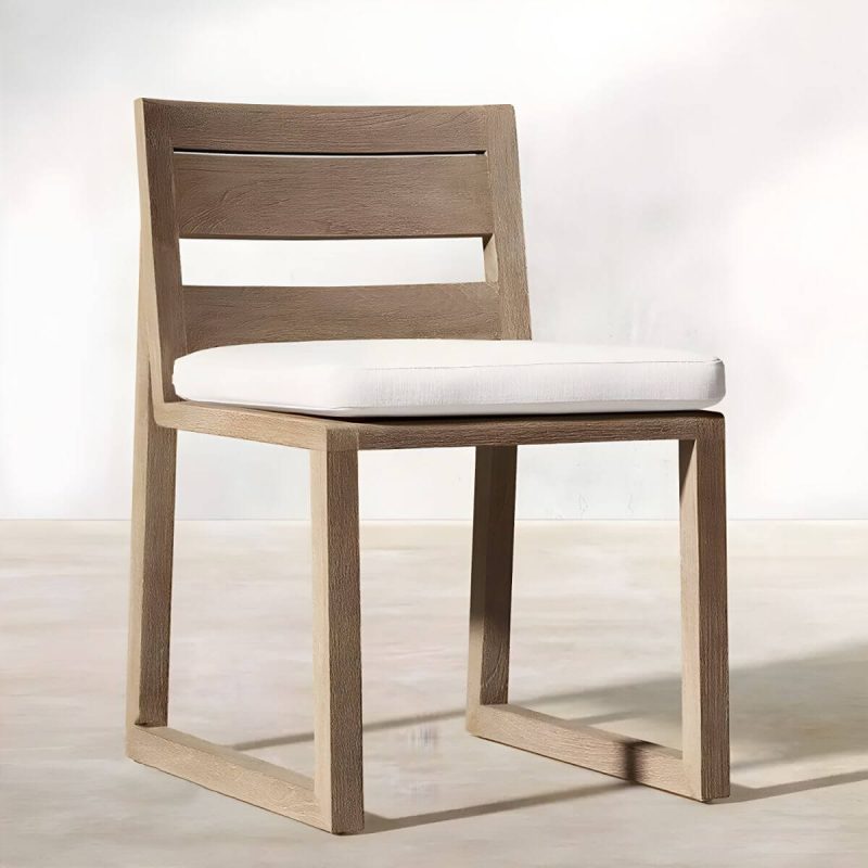 "Teak Wood Mid-Century Modern Patio Dining Set in Natural Finish - Chair(s) 20"L x 24"W x 31"H"