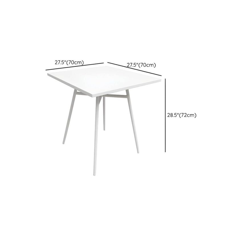 "Dimension of Contemporary Dining Table White Outdoor Table with Metal Base - White 27.6"L x 27.6"W x 28.3"H Square Table Only"