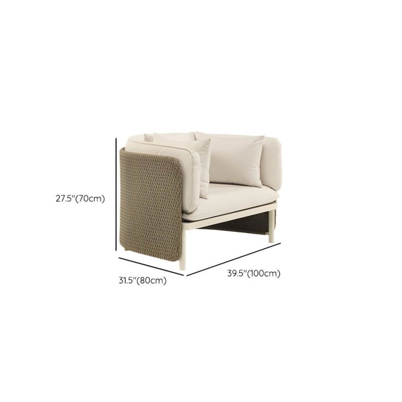 "Dimension of Tropical with Cushions UV Resistant White Fabric Outdoor Patio Sofa - 39.4"L x 31.5"W x 27.6"H"