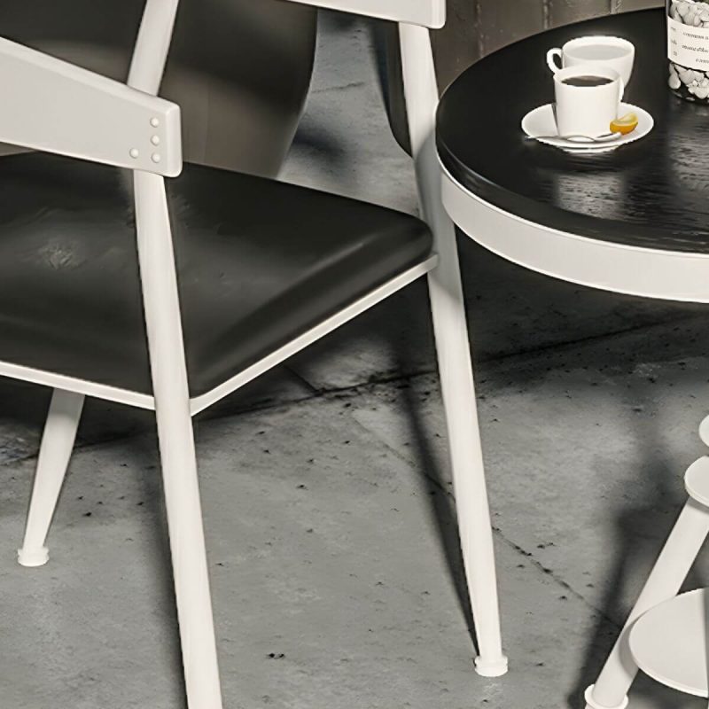 "White Pine Patio Table Contemporary Style Round Shape with Metal Legs - Table Only"