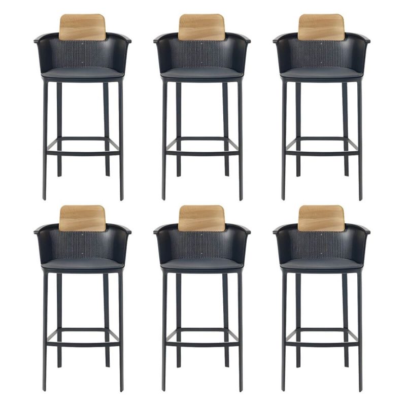 "Contemporary with Arm Dining Chairs Metal Patio Dining Side Chair - 6 Piece Set Stainless Steel"