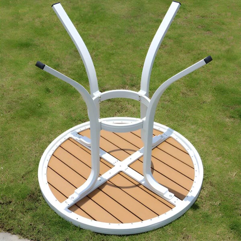 "Contemporary White Dining Table Set with Chairs for Courtyard - Table & Chair(s) 32"L x 32"W x 30"H 4"