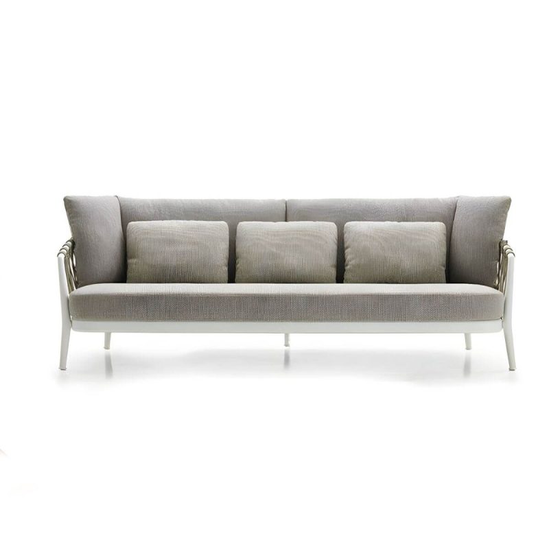 "Metal Frame Contemporary Upholstered Patio Set Waterproof with Removable Cushion - 3-Seater Sofa 75"L x 31"W x 28"H"