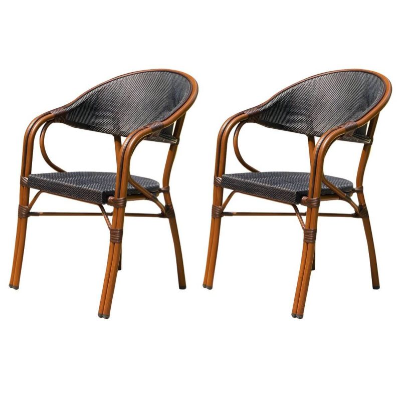 "Modern Style Steel Frame UV and Water Protective Outdoor Dining Chair - 22"L x 24"W x 33"H 2 Piece Set"