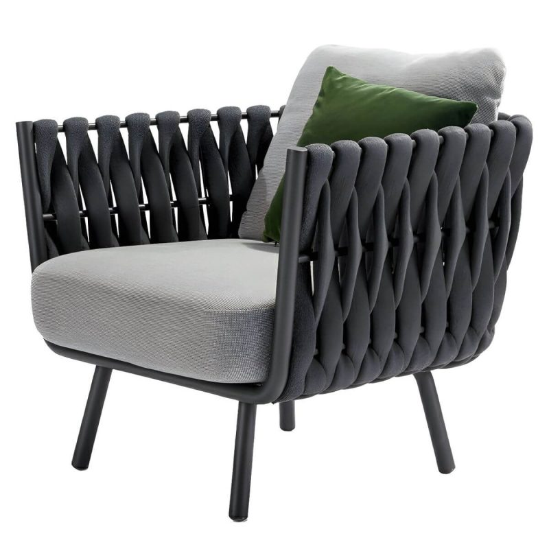 "Gray Metal Framed Modern Sofa with White Upholstery and Cushions - Grey 1-Seater Sofa"
